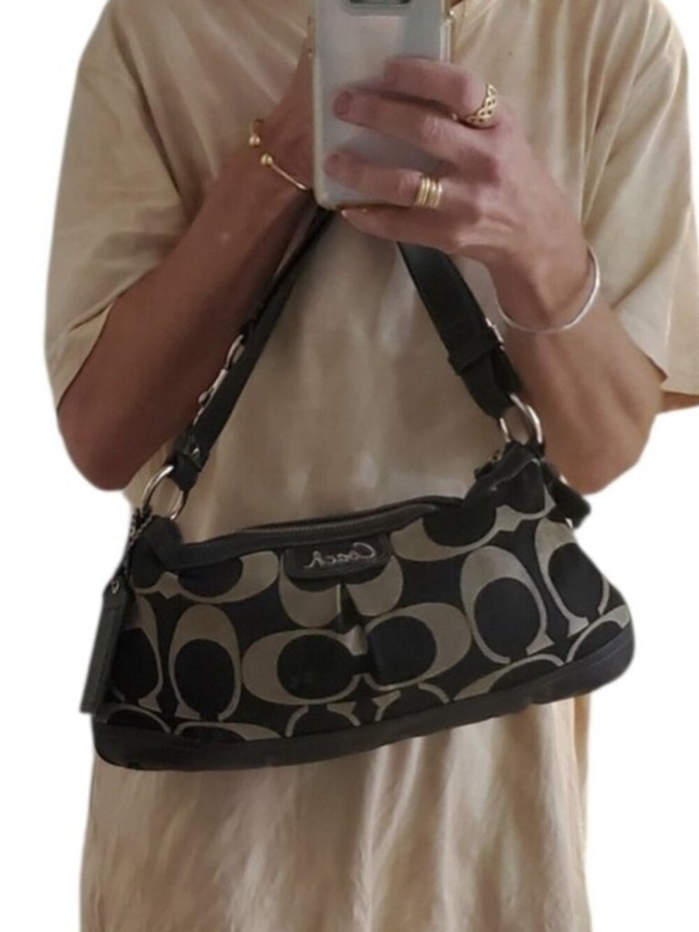 Coach Soho Vintage Monogram Leather & Canvas Shoulder Crossbody Bag